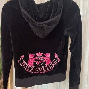 Juicy Couture Black Hoodie Long Sleeve Velvet Front Pockets Medium